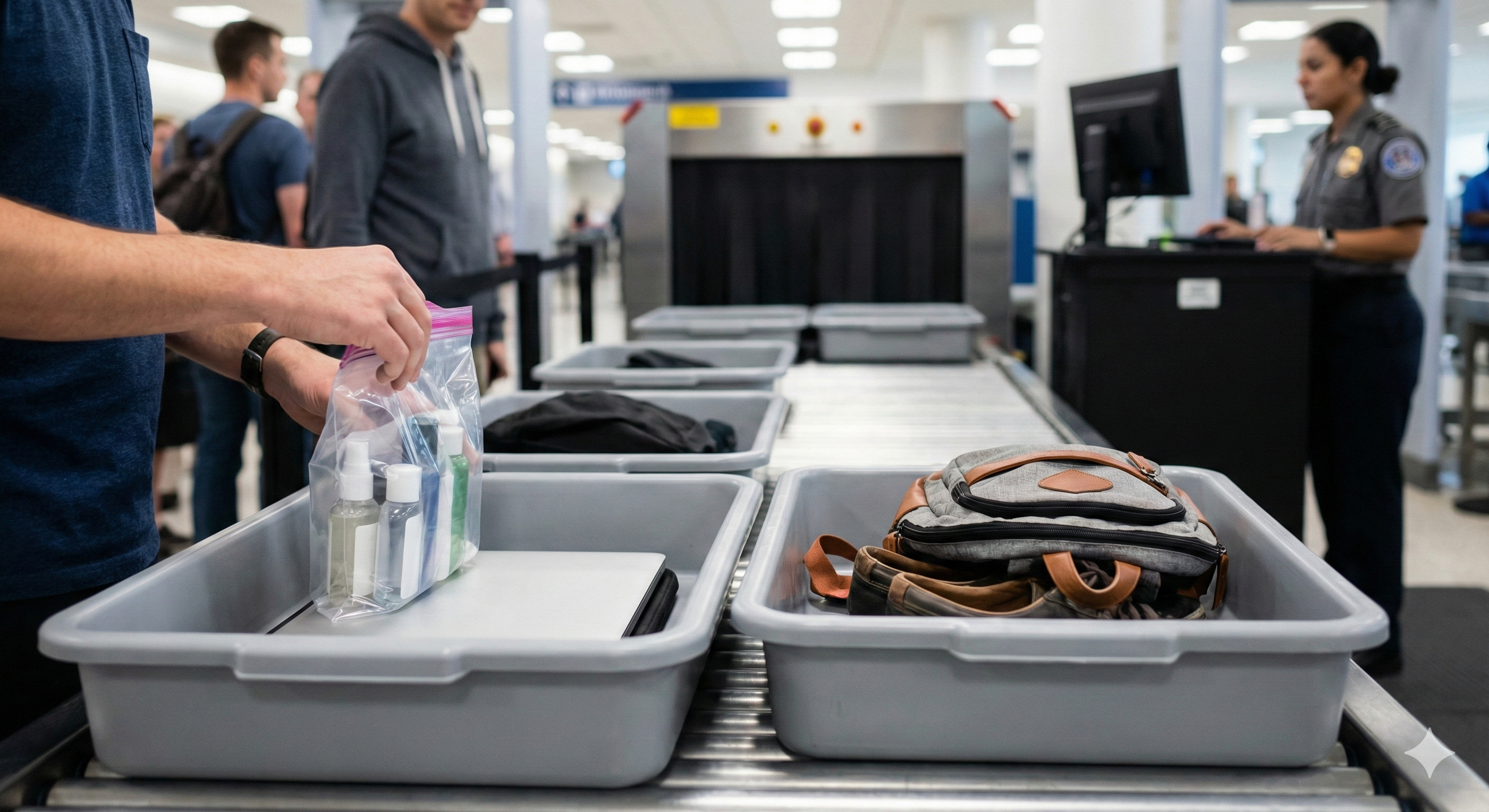 Letališki varnostni pregled - priprava ročne prtljage za rentgenski pregled